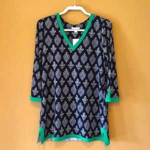 NWT Charter Club Green and Black Blouse Size Small